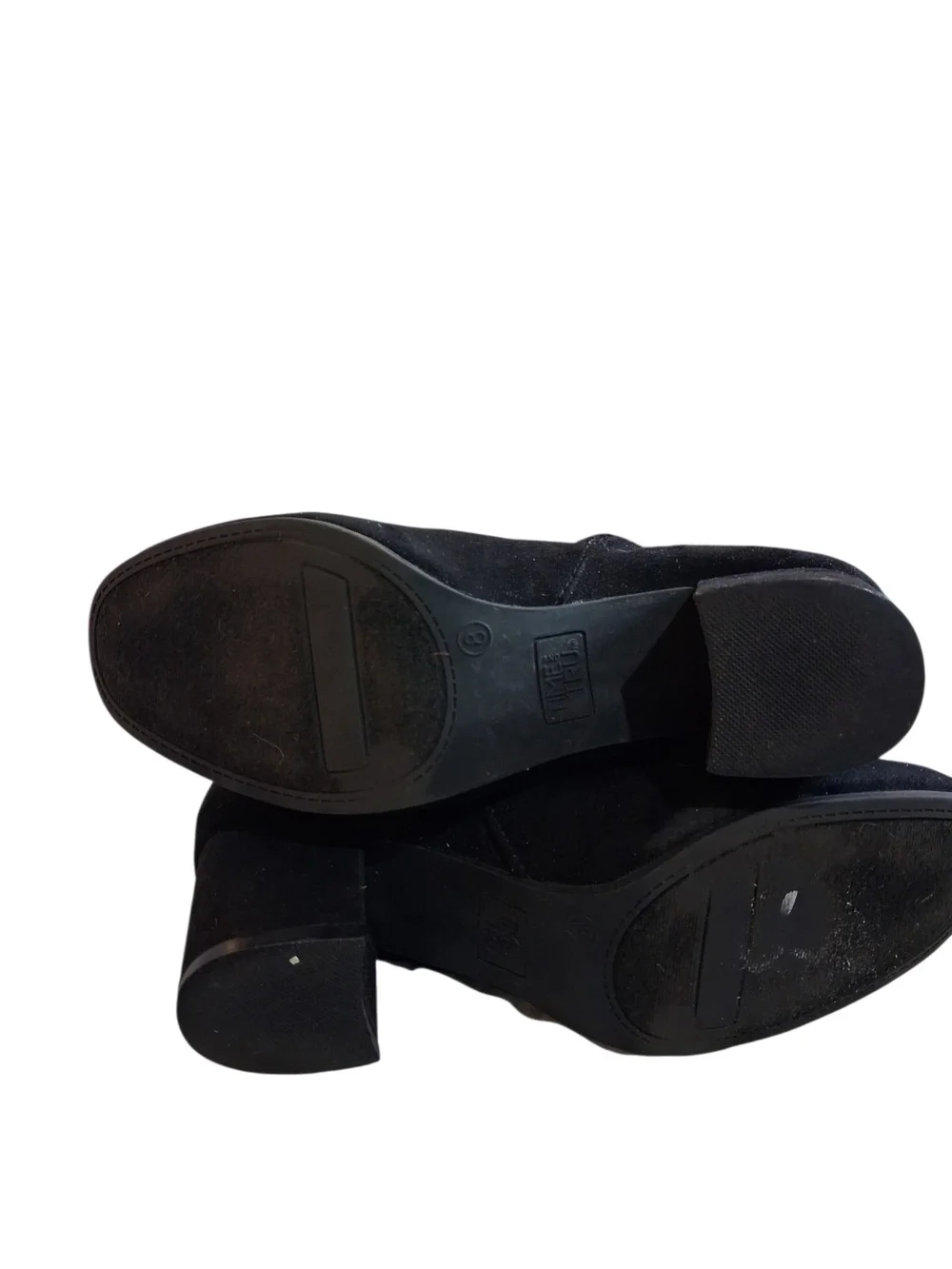 Women's Black Suede Block Heel Ankle Boots